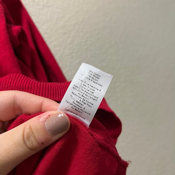 Talbots Sweater Red Knit Cotton Stretch Turtle Neck Long Sleeve Pullover Sz XL - Picture 7 of 7